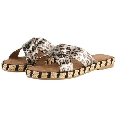 TOM TAILOR Damen Flache Sandalen mit Animal-Print, silber, Animalprint, Gr. 37 TOM TAILOR Damen Flache Sandalen mit Animal-Print, silber, Animalprint, Gr. 37