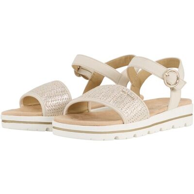 TOM TAILOR Damen Flache Sandalen mit Flechtmuster, gold, Uni, Gr. 41 TOM TAILOR Damen Flache Sandalen mit Flechtmuster, gold, Uni, Gr. 41