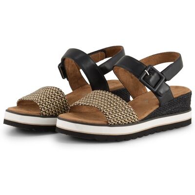 TOM TAILOR Damen Sandalen mit Keilabsatz, schwarz, Uni, Gr. 41 TOM TAILOR Damen Sandalen mit Keilabsatz, schwarz, Uni, Gr. 41