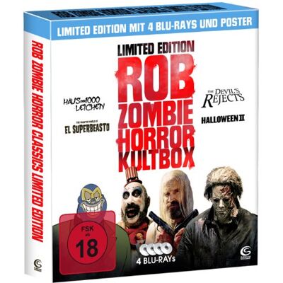 Rob Zombie - Rob Zombie Horror Kultbox (Limited Edition mit 4 Kult-Horror-Hits auf Blu-ray, Sammelschuber und Poster) - Preis vom 25.06.2026 23:23:36 h Rob Zombie - Rob Zombie Horror Kultbox (Limited Edition mit 4 Kult-Horror-Hits auf Blu-ray, Sammelschuber und Poster) - Preis vom 25.06.2026 23:23:36 h