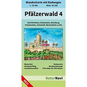 NaturNavi - Pfälzerwald 4: Wanderkarte mit Radwegen, Blatt 43-548, 1 : 25 000, Bad Dürkheim, Deidesheim, Eisenberg, Frankenstein, Grünstadt, Wachenheim a.d.W. (NaturNavi Wanderkarte mit Radwegen 1:25 000) - Preis vom 14.06.2026 05:24:48 h NaturNavi - Pfälzerwald 4: Wanderkarte mit Radwegen, Blatt 43-548, 1 : 25 000, Bad Dürkheim, Deidesheim, Eisenberg, Frankenstein, Grünstadt, Wachenheim a.d.W. (NaturNavi Wanderkarte mit Radwegen 1:25 000) - Preis vom 14.06.2026 05:24:48 h