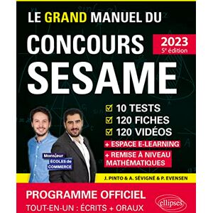 Paul Evensen - Le grand manuel du concours Sésame 2023 : 10 tests, 120 fiches, 120 vidéos, 1.000 questions + espace e-learning : nouveau programme officiel - Preis vom 14.06.2026 05:24:48 h Paul Evensen - Le grand manuel du concours Sésame 2023 : 10 tests, 120 fiches, 120 vidéos, 1.000 questions + espace e-learning : nouveau programme officiel - Preis vom 14.06.2026 05:24:48 h