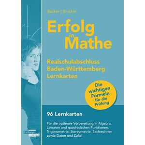 Becker Erfolg in Mathe: Lernkarten für den Realschulabschluss Mathematik Baden-Württemberg - Preis vom 11.06.2026 05:43:19 h Becker Erfolg in Mathe: Lernkarten für den Realschulabschluss Mathematik Baden-Württemberg - Preis vom 11.06.2026 05:43:19 h