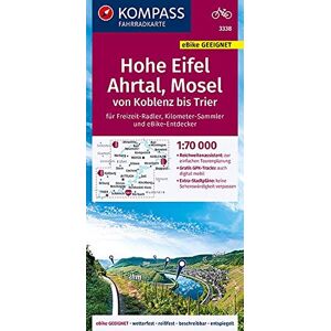 KOMPASS-Karten GmbH - KOMPASS Fahrradkarte Hohe Eifel, Ahrtal, Mosel, von Koblenz bis Trier 1:70.000, FK 3338: reiß- und wetterfest mit Extra Stadtplänen (KOMPASS-Fahrradkarten Deutschland, Band 3338) - Preis vom 14.06.2026 05:24:48 h KOMPASS-Karten GmbH - KOMPASS Fahrradkarte Hohe Eifel, Ahrtal, Mosel, von Koblenz bis Trier 1:70.000, FK 3338: reiß- und wetterfest mit Extra Stadtplänen (KOMPASS-Fahrradkarten Deutschland, Band 3338) - Preis vom 14.06.2026 05:24:48 h