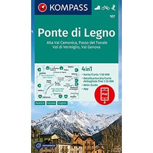 KOMPASS-Karten GmbH - KOMPASS Wanderkarte 107 Ponte di Legno 1:50.000: 4in1 Wanderkarte mit Aktiv Guide und Detailkarten inklusive Karte zur offline Verwendung in der KOMPASS-App. Fahrradfahren. Skitouren. - Preis vom 14.06.2026 05:24:48 h KOMPASS-Karten GmbH - KOMPASS Wanderkarte 107 Ponte di Legno 1:50.000: 4in1 Wanderkarte mit Aktiv Guide und Detailkarten inklusive Karte zur offline Verwendung in der KOMPASS-App. Fahrradfahren. Skitouren. - Preis vom 14.06.2026 05:24:48 h