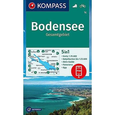 KOMPASS Wanderkarte 1c Bodensee Gesamtgebiet 1:75.000: 5in1 Wanderkarte mit Panorama, Aktiv Guide, Detailkarten und Panorama inklusive Karte zur offline Verwendung in der KOMPASS-App. Fahrradfahren. - Preis vom 18.06.2026 05:44:55 h KOMPASS Wanderkarte 1c Bodensee Gesamtgebiet 1:75.000: 5in1 Wanderkarte mit Panorama, Aktiv Guide, Detailkarten und Panorama inklusive Karte zur offline Verwendung in der KOMPASS-App. Fahrradfahren. - Preis vom 18.06.2026 05:44:55 h