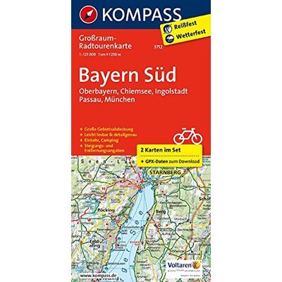 KOMPASS-Karten GmbH - Bayern Süd - Oberbayern - Chiemsee - Ingolstadt - Passau - München: Großraum-Radtourenkarte 1:125000, GPX-Daten zum Download (KOMPASS-Großraum-Radtourenkarte, Band 3712) - Preis vom 17.06.2026 05:34:31 h KOMPASS-Karten GmbH - Bayern Süd - Oberbayern - Chiemsee - Ingolstadt - Passau - München: Großraum-Radtourenkarte 1:125000, GPX-Daten zum Download (KOMPASS-Großraum-Radtourenkarte, Band 3712) - Preis vom 17.06.2026 05:34:31 h