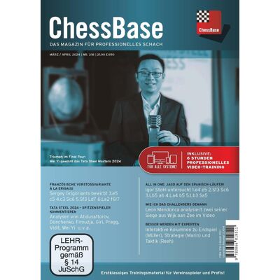 ChessBase Magazin #218 (März/April 2024): Das Magazin für professionelles Schach (ChessBase Magazin: Das Magazin für professionelles Schach (Heft + DVD-ROM + Download)) - Preis vom 19.06.2026 05:29:47 h ChessBase Magazin #218 (März/April 2024): Das Magazin für professionelles Schach (ChessBase Magazin: Das Magazin für professionelles Schach (Heft + DVD-ROM + Download)) - Preis vom 19.06.2026 05:29:47 h