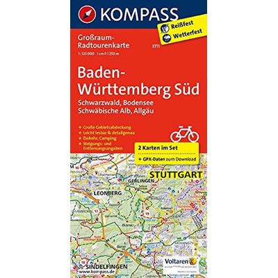 KOMPASS-Karten GmbH - Baden-Württemberg Süd, Schwarzwald, Bodensee, Schwäbische Alb, Allgäu: Großraum-Radtourenkarte 1:125000, GPX-Daten zum Download (KOMPASS-Großraum-Radtourenkarte, Band 3711) - Preis vom 19.06.2026 05:29:47 h KOMPASS-Karten GmbH - Baden-Württemberg Süd, Schwarzwald, Bodensee, Schwäbische Alb, Allgäu: Großraum-Radtourenkarte 1:125000, GPX-Daten zum Download (KOMPASS-Großraum-Radtourenkarte, Band 3711) - Preis vom 19.06.2026 05:29:47 h