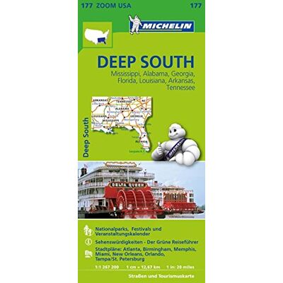 Michelin - Michelin Deep South mit Mississippi, Alabama, Georgia, Florida, Louisiana, Arkansas, Tennessee: Straßen- und Tourismuskarte 1:1.267.200 (MICHELIN Zoomkarten) - Preis vom 22.09.2026 03:35:57 h Michelin - Michelin Deep South mit Mississippi, Alabama, Georgia, Florida, Louisiana, Arkansas, Tennessee: Straßen- und Tourismuskarte 1:1.267.200 (MICHELIN Zoomkarten) - Preis vom 22.09.2026 03:35:57 h