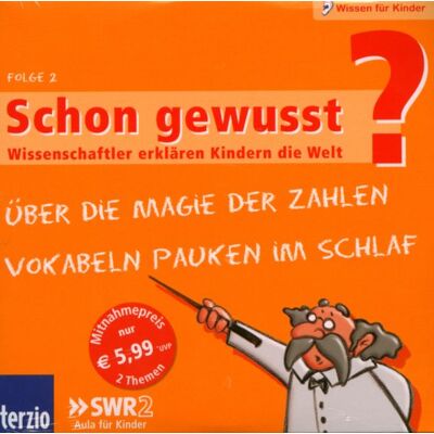 Albrecht Beutelspacher - Schon gewusst? Wissenschaftler erklären Kindern die Welt, Audio-CDs, Folge.2 : Über die Magie der Zahlen / Vokabeln pauken im Schlaf, Audio-CD - Preis vom 17.06.2026 05:34:31 h Albrecht Beutelspacher - Schon gewusst? Wissenschaftler erklären Kindern die Welt, Audio-CDs, Folge.2 : Über die Magie der Zahlen / Vokabeln pauken im Schlaf, Audio-CD - Preis vom 17.06.2026 05:34:31 h