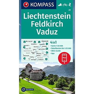 KOMPASS-Karten GmbH - KOMPASS Wanderkarte 21 Liechtenstein, Feldkirch, Vaduz 1:50.000: 4in1 Wanderkarte, mit Aktiv Guide und Detailkarten inklusive Karte zur offline Verwendung in der KOMPASS-App. Fahrradfahren. Skitouren. - Preis vom 23.06.2026 11:45:09 KOMPASS-Karten GmbH - KOMPASS Wanderkarte 21 Liechtenstein, Feldkirch, Vaduz 1:50.000: 4in1 Wanderkarte, mit Aktiv Guide und Detailkarten inklusive Karte zur offline Verwendung in der KOMPASS-App. Fahrradfahren. Skitouren. - Preis vom 23.06.2026 11:45:09