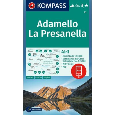 KOMPASS Wanderkarte 71 Adamello, La Presanella 1:50.000: 4in1 Wanderkarte mit Aktiv Guide und Detailkarten inklusive Karte zur offline Verwendung in der KOMPASS-App. Fahrradfahren. Skitouren. Reiten. - Preis vom 19.06.2026 05:29:47 h KOMPASS Wanderkarte 71 Adamello, La Presanella 1:50.000: 4in1 Wanderkarte mit Aktiv Guide und Detailkarten inklusive Karte zur offline Verwendung in der KOMPASS-App. Fahrradfahren. Skitouren. Reiten. - Preis vom 19.06.2026 05:29:47 h