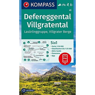 KOMPASS-Karten GmbH - Defereggental, Villgratental, Lasörlinggruppe, Villgrater Berge: 5in1 Wanderkarte 1:50000 mit Panorama, Aktiv Guide und Detailkarten inklusive Karte ... Langlaufen. (KOMPASS-Wanderkarten, Band 45) - Preis vom 22.09.2026 03:35:57 h KOMPASS-Karten GmbH - Defereggental, Villgratental, Lasörlinggruppe, Villgrater Berge: 5in1 Wanderkarte 1:50000 mit Panorama, Aktiv Guide und Detailkarten inklusive Karte ... Langlaufen. (KOMPASS-Wanderkarten, Band 45) - Preis vom 22.09.2026 03:35:57 h