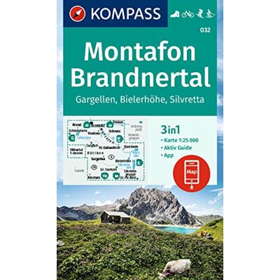 KOMPASS Wanderkarte 032 Montafon, Brandnertal, Gargellen, Bielerhöhe, Silvretta 1:25.000: 3in1 Wanderkarte mit Aktiv Guide inklusive Karte zur offline ... in der KOMPASS-App. Fahrradfahren. Skitouren. - Preis vom 17.06.2026 05:34:31 h KOMPASS Wanderkarte 032 Montafon, Brandnertal, Gargellen, Bielerhöhe, Silvretta 1:25.000: 3in1 Wanderkarte mit Aktiv Guide inklusive Karte zur offline ... in der KOMPASS-App. Fahrradfahren. Skitouren. - Preis vom 17.06.2026 05:34:31 h