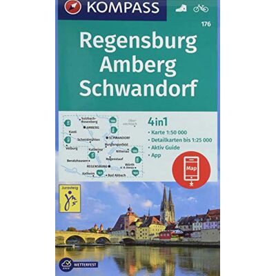 KOMPASS-Karten GmbH - Regensburg, Amberg, Schwandorf: 4in1 Wanderkarte 1:50000 mit Aktiv Guide und Detailkarten inklusive Karte zur offline Verwendung in der KOMPASS-App. Fahrradfahren. (KOMPASS-Wanderkarten, Band 176) - Preis vom 17.06.2026 05:34:31 h KOMPASS-Karten GmbH - Regensburg, Amberg, Schwandorf: 4in1 Wanderkarte 1:50000 mit Aktiv Guide und Detailkarten inklusive Karte zur offline Verwendung in der KOMPASS-App. Fahrradfahren. (KOMPASS-Wanderkarten, Band 176) - Preis vom 17.06.2026 05:34:31 h