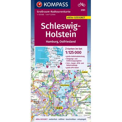 KOMPASS Großraum-Radtourenkarte 3701 Schleswig-Holstein, Hamburg, Ostfriesland 1:125.000: 2 Karten im Set, reiß- und wetterfest, GPS-Daten zum Download - Preis vom 24.06.2026 07:42:13 h KOMPASS Großraum-Radtourenkarte 3701 Schleswig-Holstein, Hamburg, Ostfriesland 1:125.000: 2 Karten im Set, reiß- und wetterfest, GPS-Daten zum Download - Preis vom 24.06.2026 07:42:13 h