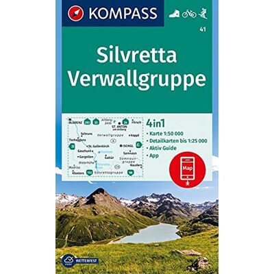 KOMPASS-Karten GmbH - Silvretta, Verwallgruppe: 4in1 Wanderkarte 1:50000 mit Aktiv Guide und Detailkarten inklusive Karte zur offline Verwendung in der KOMPASS-App. Fahrradfahren. Skitouren. (KOMPASS-Wanderkarten, Band 41) - Preis vom 22.06.2026 11:45:37 KOMPASS-Karten GmbH - Silvretta, Verwallgruppe: 4in1 Wanderkarte 1:50000 mit Aktiv Guide und Detailkarten inklusive Karte zur offline Verwendung in der KOMPASS-App. Fahrradfahren. Skitouren. (KOMPASS-Wanderkarten, Band 41) - Preis vom 22.06.2026 11:45:37