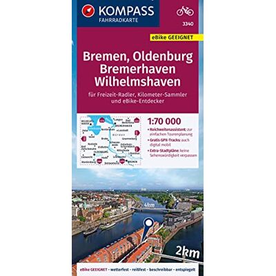 KOMPASS Fahrradkarte 3340 Bremen, Oldenburg, Bremerhaven, Wilhelmshaven 1:70.000: reiß- und wetterfest mit Extra Stadtplänen - Preis vom 23.06.2026 11:45:09 h KOMPASS Fahrradkarte 3340 Bremen, Oldenburg, Bremerhaven, Wilhelmshaven 1:70.000: reiß- und wetterfest mit Extra Stadtplänen - Preis vom 23.06.2026 11:45:09 h