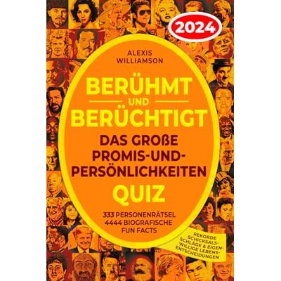 Williamson Berühmt & Berüchtigt: Das Große Promis-&-Persönlichkeiten Quiz: 333 Personenrätsel, 4444 Biografische Fun Facts, Rekorde, Schicksalsschläge & Eigenwillige Lebensentscheidungen - Preis vom 07.08.2026 11:47:26 h Williamson Berühmt & Berüchtigt: Das Große Promis-&-Persönlichkeiten Quiz: 333 Personenrätsel, 4444 Biografische Fun Facts, Rekorde, Schicksalsschläge & Eigenwillige Lebensentscheidungen - Preis vom 07.08.2026 11:47:26 h