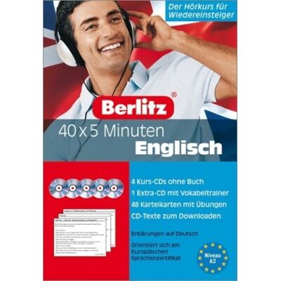 Berlitz 40 x 5 Minuten Englisch. 5 CDs: Der Hörkurs für Wiedereinsteiger - Preis vom 24.06.2026 07:42:13 h Berlitz 40 x 5 Minuten Englisch. 5 CDs: Der Hörkurs für Wiedereinsteiger - Preis vom 24.06.2026 07:42:13 h