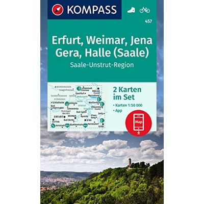 KOMPASS Wanderkarten-Set 457 Erfurt, Weimar, Jena, Gera, Halle (Saale) (2 Karten) 1:50.000: inklusive Karte zur offline Verwendung in der KOMPASS-App. Fahrradfahren. - Preis vom 16.06.2026 05:30:18 h KOMPASS Wanderkarten-Set 457 Erfurt, Weimar, Jena, Gera, Halle (Saale) (2 Karten) 1:50.000: inklusive Karte zur offline Verwendung in der KOMPASS-App. Fahrradfahren. - Preis vom 16.06.2026 05:30:18 h