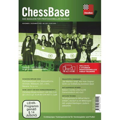 ChessBase Magazin #222 (November/Dezember 2024): Das Magazin für professionelles Schach - Preis vom 22.06.2026 23:23:57 h ChessBase Magazin #222 (November/Dezember 2024): Das Magazin für professionelles Schach - Preis vom 22.06.2026 23:23:57 h
