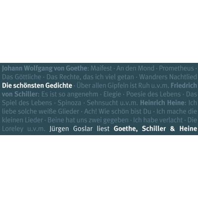 Jürgen Goslar - Die Schönsten Gedichte-Goethe,Schiller,Heine - Preis vom 16.06.2026 05:30:18 h Jürgen Goslar - Die Schönsten Gedichte-Goethe,Schiller,Heine - Preis vom 16.06.2026 05:30:18 h