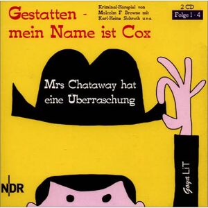 Becker Gestatten mein Name ist Cox. Mrs. Chataway hat eine Überraschung. 2 CDs. . Folge 1 - 4. Kriminal-Hörspiel - Preis vom 11.06.2026 05:43:19 h Becker Gestatten mein Name ist Cox. Mrs. Chataway hat eine Überraschung. 2 CDs. . Folge 1 - 4. Kriminal-Hörspiel - Preis vom 11.06.2026 05:43:19 h