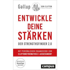 Gallup - Entwickle deine Stärken: Der Strengthsfinder 2.0 – Mit persönlichem Zugangscode zum CliftonStrengths© Assessment - Preis vom 14.06.2026 05:24:48 h Gallup - Entwickle deine Stärken: Der Strengthsfinder 2.0 – Mit persönlichem Zugangscode zum CliftonStrengths© Assessment - Preis vom 14.06.2026 05:24:48 h