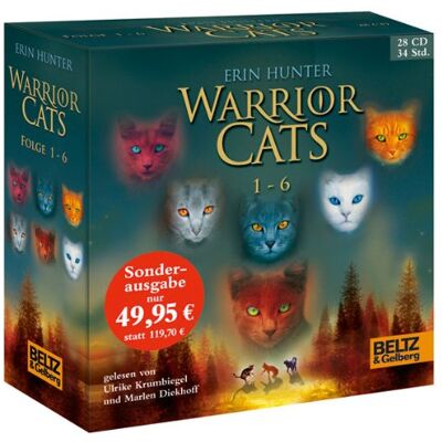 Hunter Warrior Cats 1-6: I, Folge 1-6, gelesen von Ulrike Krumbiegel und Marlen Diekhoff, Gesamtbox 28 CDs, 34 Std.5 Min. (Beltz & Gelberg - Hörbuch) - Preis vom 24.06.2026 07:42:13 h Hunter Warrior Cats 1-6: I, Folge 1-6, gelesen von Ulrike Krumbiegel und Marlen Diekhoff, Gesamtbox 28 CDs, 34 Std.5 Min. (Beltz & Gelberg - Hörbuch) - Preis vom 24.06.2026 07:42:13 h