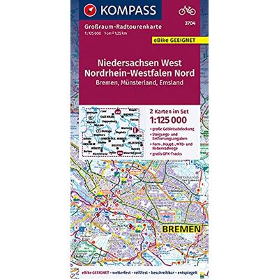 KOMPASS-Karten GmbH - Niedersachsen West, Nordrhein-Westfalen Nord 3704: Großraum-Radtourenkarte 1:125000, GPX-Daten zum Download (KOMPASS-Großraum-Radtourenkarte, Band 3704) - Preis vom 19.06.2026 05:29:47 h KOMPASS-Karten GmbH - Niedersachsen West, Nordrhein-Westfalen Nord 3704: Großraum-Radtourenkarte 1:125000, GPX-Daten zum Download (KOMPASS-Großraum-Radtourenkarte, Band 3704) - Preis vom 19.06.2026 05:29:47 h