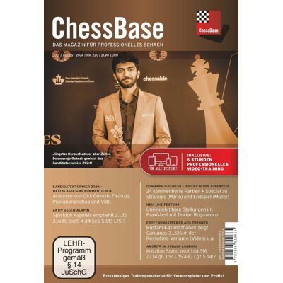 ChessBase Magazin #220 (Juli/August 2024): Das Magazin für professionelles Schach - Preis vom 24.06.2026 19:44:00 h ChessBase Magazin #220 (Juli/August 2024): Das Magazin für professionelles Schach - Preis vom 24.06.2026 19:44:00 h