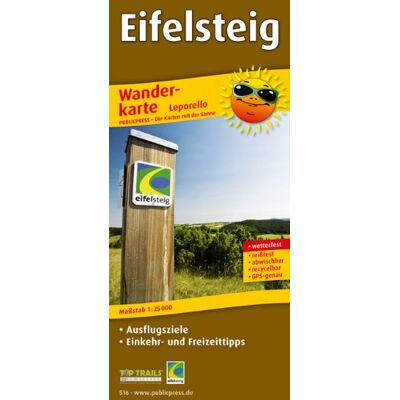 Publicpress - Wanderkarte Eifelsteig: mit Ausflugszielen, Einkehr- & Freizeittipps, wetterfest, reissfest, abwischbar, GPS-genau. 1:25000: Mit Ausflugszielen, Einkehr- & Freizeittipps. GPS-genau - Preis vom 22.09.2026 03:35:57 h Publicpress - Wanderkarte Eifelsteig: mit Ausflugszielen, Einkehr- & Freizeittipps, wetterfest, reissfest, abwischbar, GPS-genau. 1:25000: Mit Ausflugszielen, Einkehr- & Freizeittipps. GPS-genau - Preis vom 22.09.2026 03:35:57 h