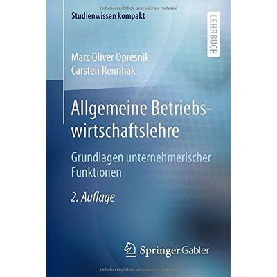 Marc Allgemeine Betriebswirtschaftslehre: Grundlagen unternehmerischer Funktionen (Studienwissen kompakt) - Preis vom 20.06.2026 05:23:55 h Marc Allgemeine Betriebswirtschaftslehre: Grundlagen unternehmerischer Funktionen (Studienwissen kompakt) - Preis vom 20.06.2026 05:23:55 h