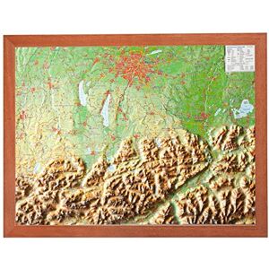 Georelief Reliefkarte 1:400.000 mit Holzrahmen - Wandkarte & Poster Georelief Reliefkarte 1:400.000 mit Holzrahmen - Wandkarte & Poster