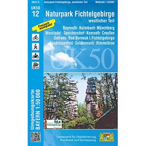 Landesamt für Digitalisierung, Breitband und Vermessung, Bayern - UK50-12 Naturpark Fichtelgebirge, westlicher Teil: Bayreuth, Kulmbach, Münchberg, Wunsiedel, Speichersdorf, Kemnath, Creußen, Gefrees, Bad Berneck ... Karte Freizeitkarte Wanderkarte) - Pre Landesamt für Digitalisierung, Breitband und Vermessung, Bayern - UK50-12 Naturpark Fichtelgebirge, westlicher Teil: Bayreuth, Kulmbach, Münchberg, Wunsiedel, Speichersdorf, Kemnath, Creußen, Gefrees, Bad Berneck ... Karte Freizeitkarte Wanderkarte) - Pre