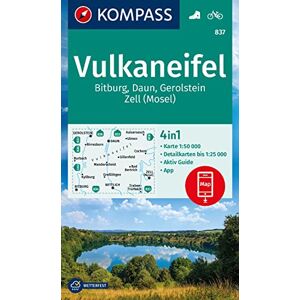 KOMPASS Wanderkarte 837 Vulkaneifel, Bitburg, Daun, Gerolstein, Zell (Mosel) 1:50.000: 4in1 Wanderkarte, mit Aktiv Guide und Detailkarten inklusive ... Verwendung in der KOMPASS-App. Fahrradfahren. - Preis vom 16.06.2026 05:30:18 h KOMPASS Wanderkarte 837 Vulkaneifel, Bitburg, Daun, Gerolstein, Zell (Mosel) 1:50.000: 4in1 Wanderkarte, mit Aktiv Guide und Detailkarten inklusive ... Verwendung in der KOMPASS-App. Fahrradfahren. - Preis vom 16.06.2026 05:30:18 h