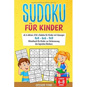 Funk Sudoku für Kinder ab 6 Jahren: 210 x Sudoku für Kinder mit Lösungen I 4x4 - 6x6 - 9x9 I Rätselbuch für Kinder zur Verbesserung des logischen Denkens - Preis vom 14.06.2026 05:24:48 h Funk Sudoku für Kinder ab 6 Jahren: 210 x Sudoku für Kinder mit Lösungen I 4x4 - 6x6 - 9x9 I Rätselbuch für Kinder zur Verbesserung des logischen Denkens - Preis vom 14.06.2026 05:24:48 h