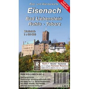 KKV Kartographische Kommunale Verlagsgesellschaft mbH - Eisenach - Bad Liebenstein - Ruhla - Tabarz: Rad- und Wanderkarte (Reiß- und Wetterfest) - Preis vom 14.06.2026 05:24:48 h KKV Kartographische Kommunale Verlagsgesellschaft mbH - Eisenach - Bad Liebenstein - Ruhla - Tabarz: Rad- und Wanderkarte (Reiß- und Wetterfest) - Preis vom 14.06.2026 05:24:48 h