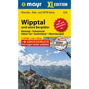 Mayr Wanderkarte Wipptal und seine Bergtäler 1:30.000: Wander-, Rad- und Mountainbikekarte, extra grossdruck, reiß- und wetterfest - Preis vom 15.06.2026 05:30:30 h Mayr Wanderkarte Wipptal und seine Bergtäler 1:30.000: Wander-, Rad- und Mountainbikekarte, extra grossdruck, reiß- und wetterfest - Preis vom 15.06.2026 05:30:30 h