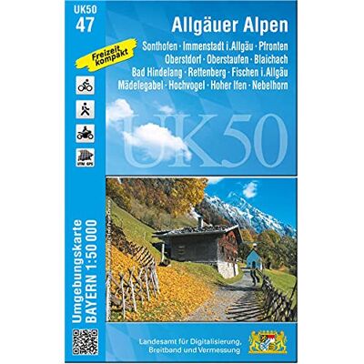 Landesamt für Digitalisierung, Breitband und Vermessung, Bayern - UK50-47 Allgäuer Alpen: Sonthofen, Immenstadt i.Allgäu, Pfronten, Oberstdorf, Oberstaufen, Blaichach, Bad Hindelang, Rettenberg, Fischen i.Allgäu, ... Karte Freizeitkarte Wanderkarte) - Pre Landesamt für Digitalisierung, Breitband und Vermessung, Bayern - UK50-47 Allgäuer Alpen: Sonthofen, Immenstadt i.Allgäu, Pfronten, Oberstdorf, Oberstaufen, Blaichach, Bad Hindelang, Rettenberg, Fischen i.Allgäu, ... Karte Freizeitkarte Wanderkarte) - Pre