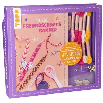 Roland Kreativ-Set Zuckersüße Freundschaftsbänder. Mit Anleitungsbuch und Material: Anleitungsbuch, Knüpfgarn in 5 Farben (100% Baumwolle), Bändchenhalter, Anhänger in Herzform - Preis vom 20.06.2026 05:23:55 h Roland Kreativ-Set Zuckersüße Freundschaftsbänder. Mit Anleitungsbuch und Material: Anleitungsbuch, Knüpfgarn in 5 Farben (100% Baumwolle), Bändchenhalter, Anhänger in Herzform - Preis vom 20.06.2026 05:23:55 h