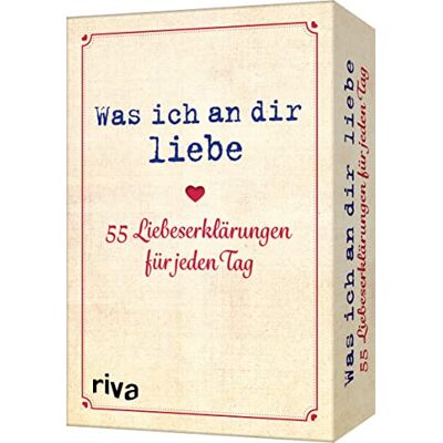 Was ich an dir liebe – 55 Liebeserklärungen für jeden Tag: Das perfekte Geschenk für Valentinstag, Jahrestag, Geburtstag oder Weihnachten - Preis vom 24.06.2026 07:42:13 h Was ich an dir liebe – 55 Liebeserklärungen für jeden Tag: Das perfekte Geschenk für Valentinstag, Jahrestag, Geburtstag oder Weihnachten - Preis vom 24.06.2026 07:42:13 h