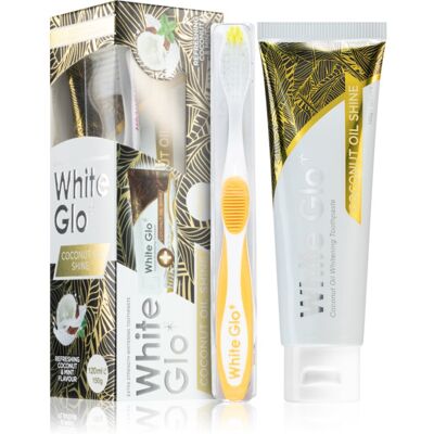 White Glo Coconut Oil Shine bleichende Paste mit Bürste Coconut and Mint Flavour 150 g White Glo Coconut Oil Shine bleichende Paste mit Bürste Coconut and Mint Flavour 150 g