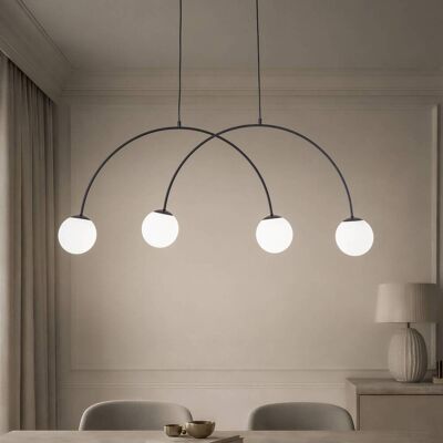 Glas Hängelampe Nova Domiluce, dimmbar, schwarz, für Wohn- / Esszimmer, Metall, Modern, Pendelleuchte Glas Hängelampe Nova Domiluce, dimmbar, schwarz, für Wohn- / Esszimmer, Metall, Modern, Pendelleuchte