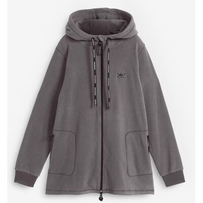 bonprix Long-Fleecejacke mit Reißverschluss-Taschengrau 52Damen bonprix Long-Fleecejacke mit Reißverschluss-Taschengrau 52Damen