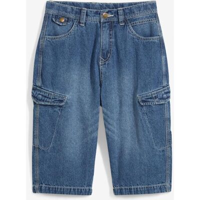 bonprix Jeans-Cargobermuda mit verstellbarem Bund, Loose Fitblau 164Knaben bonprix Jeans-Cargobermuda mit verstellbarem Bund, Loose Fitblau 164Knaben