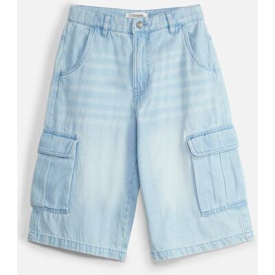bonprix Long-Cargo-Jeansbermuda mit verstellbarem Bund, Baggy Fitblau 140Knaben bonprix Long-Cargo-Jeansbermuda mit verstellbarem Bund, Baggy Fitblau 140Knaben