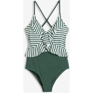bonprix Badeanzug mit Cut Out und Volantsgrün 48Damen bonprix Badeanzug mit Cut Out und Volantsgrün 48Damen